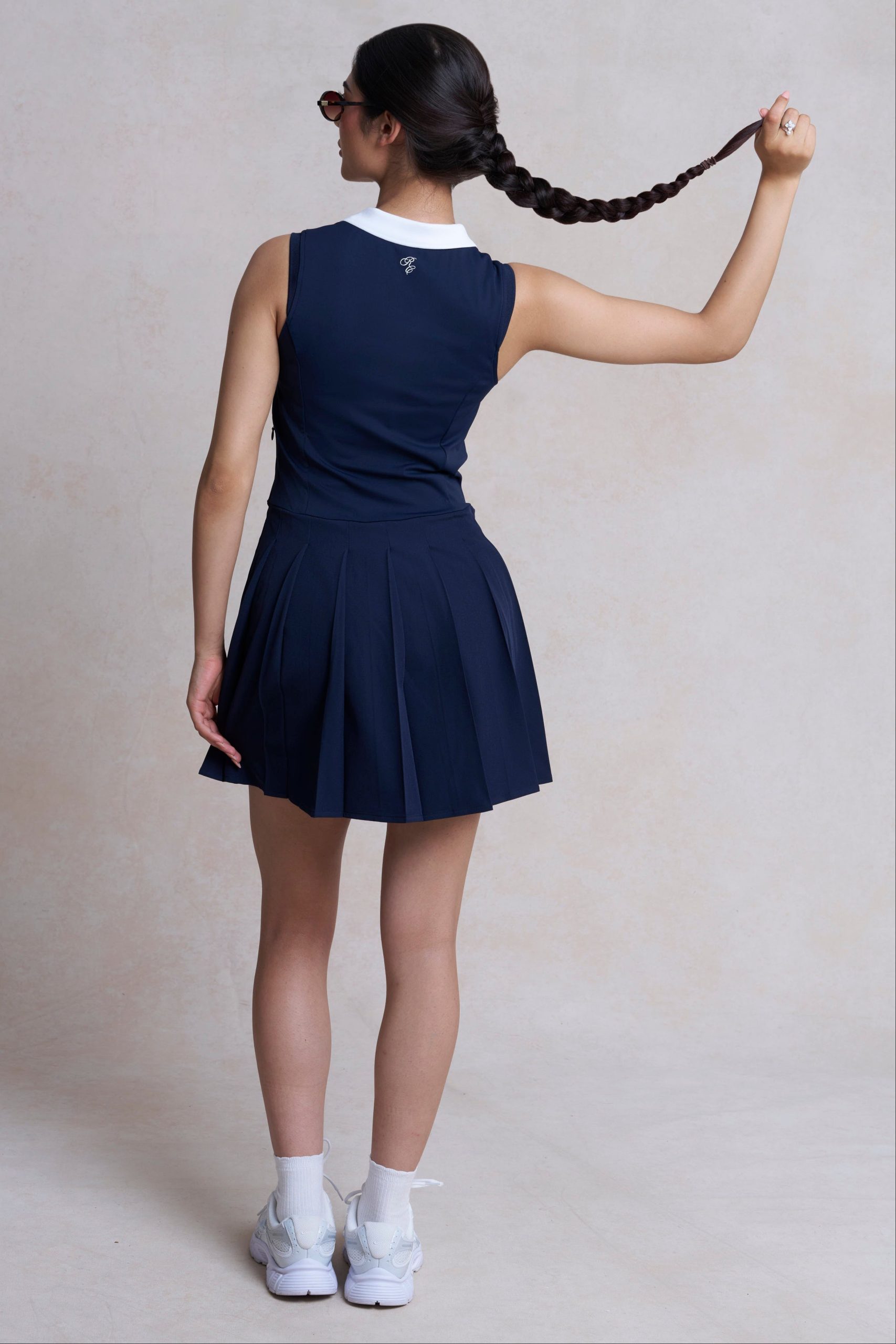 Vivienne Quarter Zip Pleated Dress